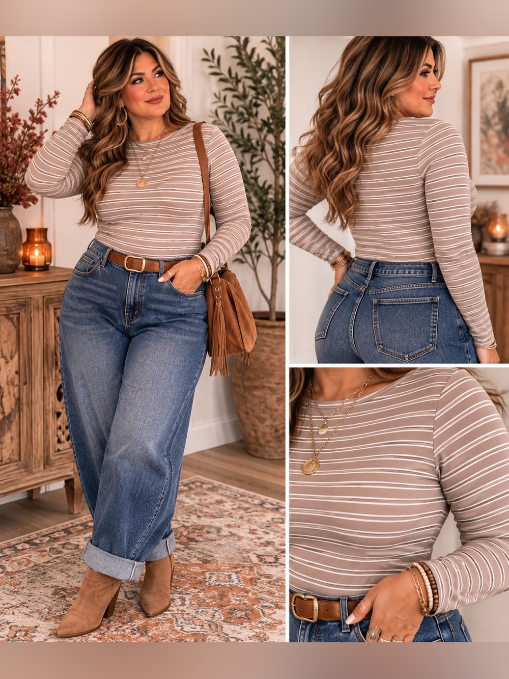GILLI Striped Long Sleeve Bodysuit NWT